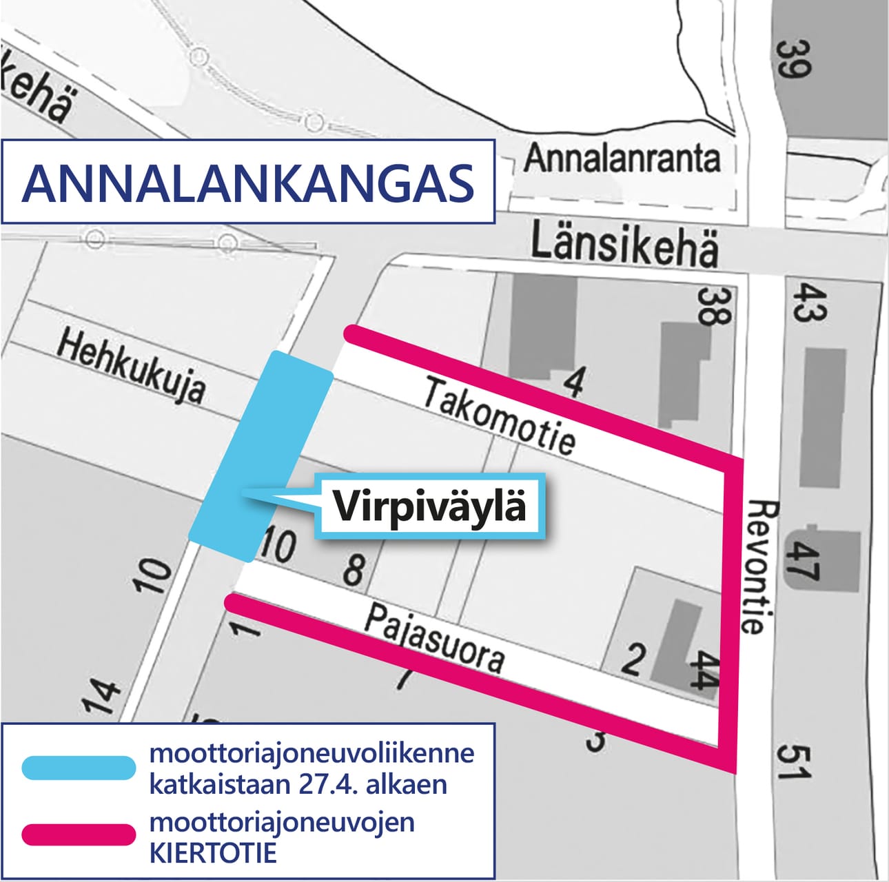 Moottoriajoneuvoilla katkaistaan Virpiväylällä väliaikaisesti.