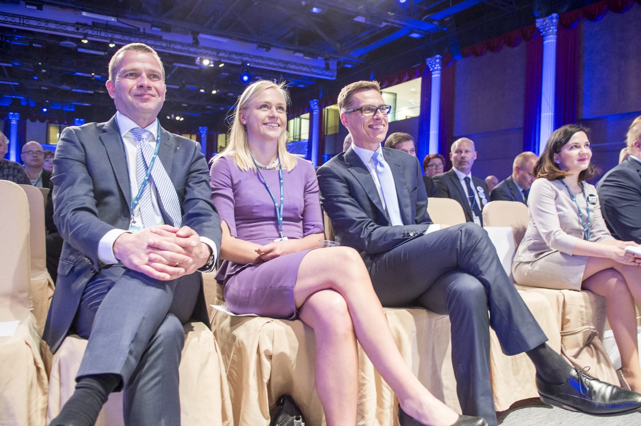 Kokoomuksen puheenjohtajaehdokkaat Lappeenrannan puoluekokouksessa.