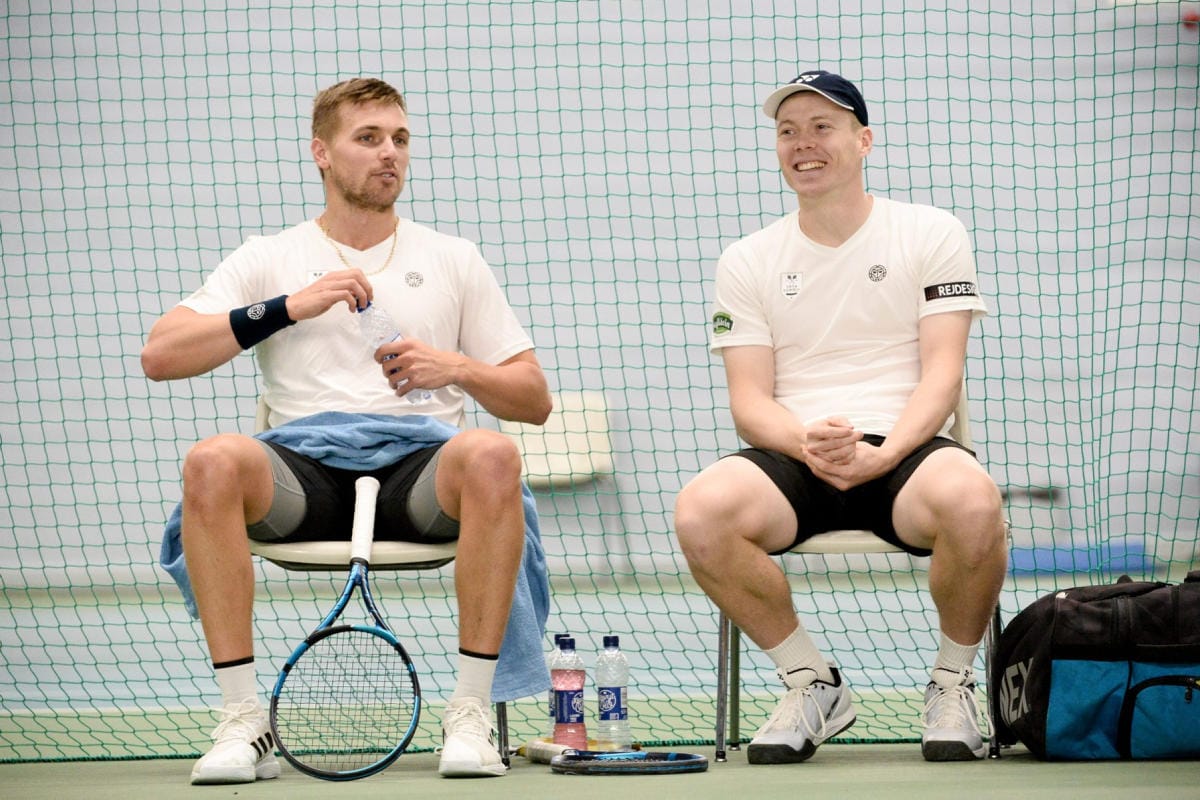 Nelinpelin ATP-finaalipaikka oli Heliövaaralle uran neljäs. Kuvassa Glasspool ja Heliövaara Helsingissä viime joulukuussa. LEHTIKUVA / MIKKO STIG