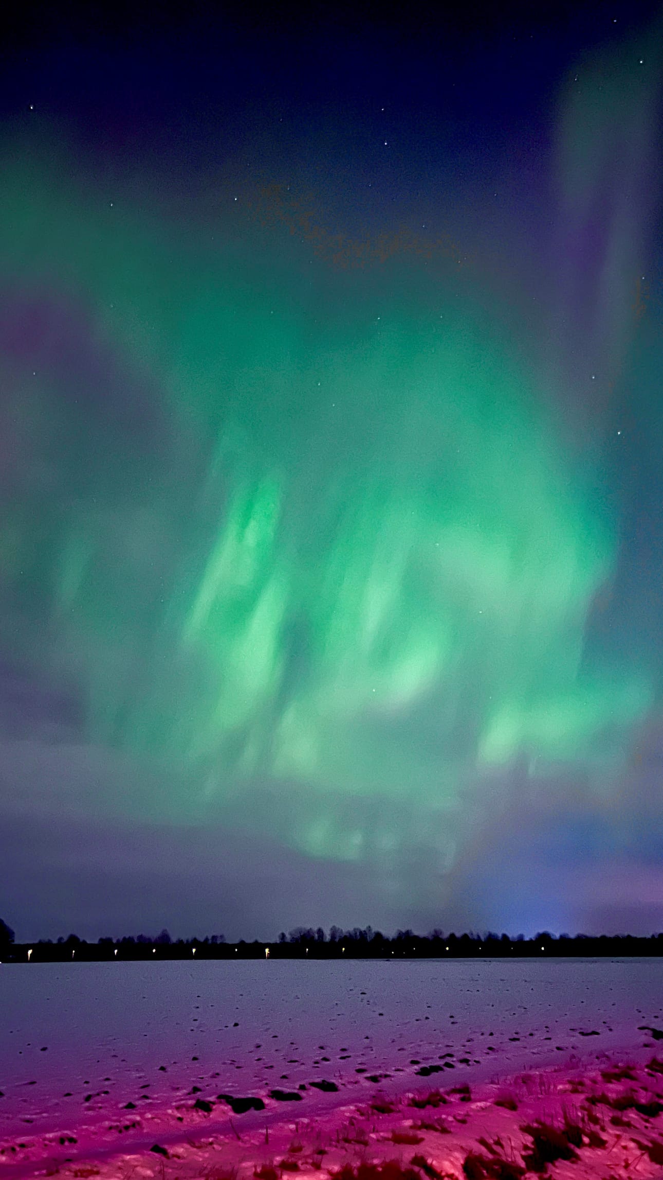 Revontulikuva otettu Lapualla 27.2.2023.