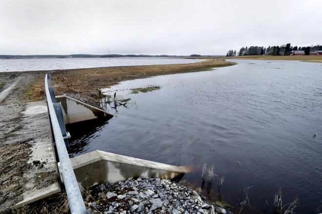 Luopajärvellä tehdyt tulvasuojelutyöt on tarkoitettu vain kasvukauden aikaisten tulvien estämiseksi. KUVA: JOUKO HÄNNINEN