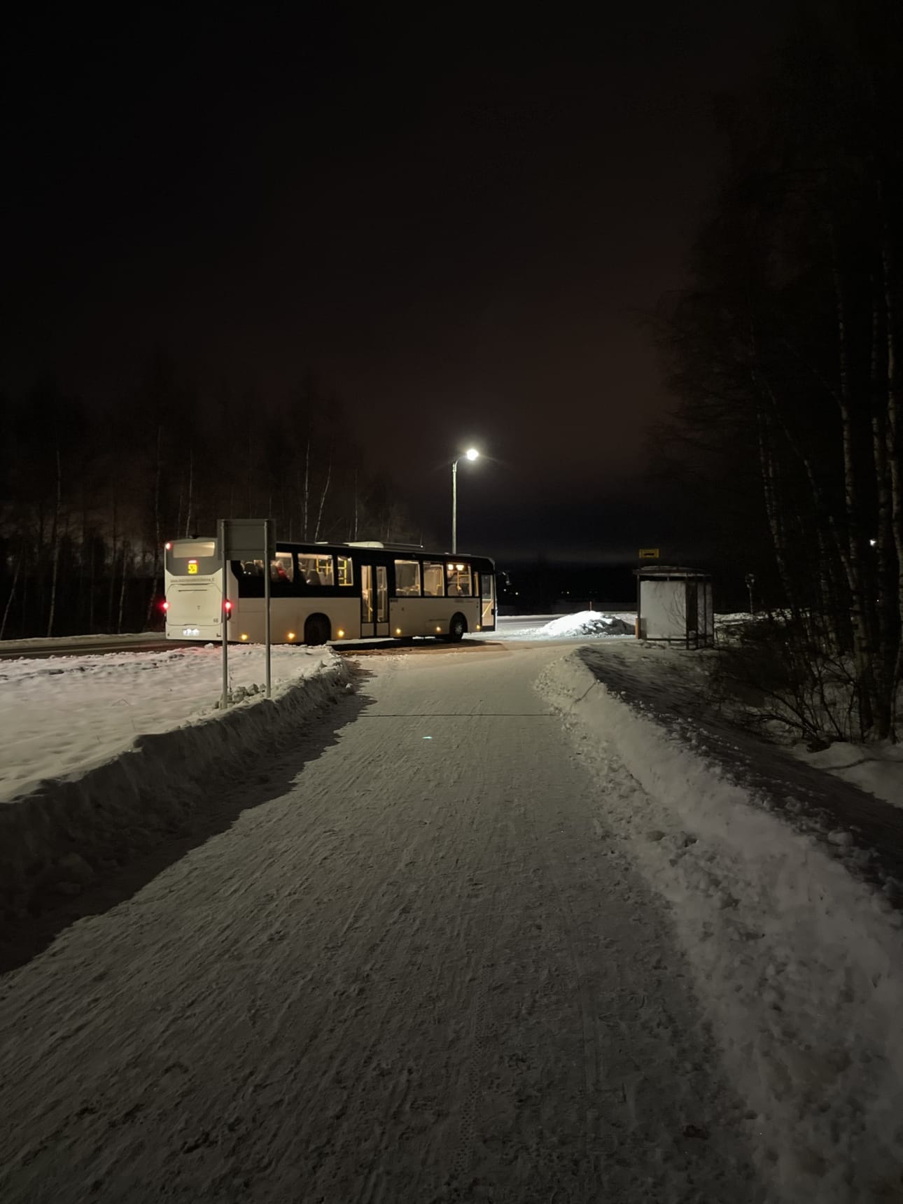 Moni matkustaa bussilla kouluun.