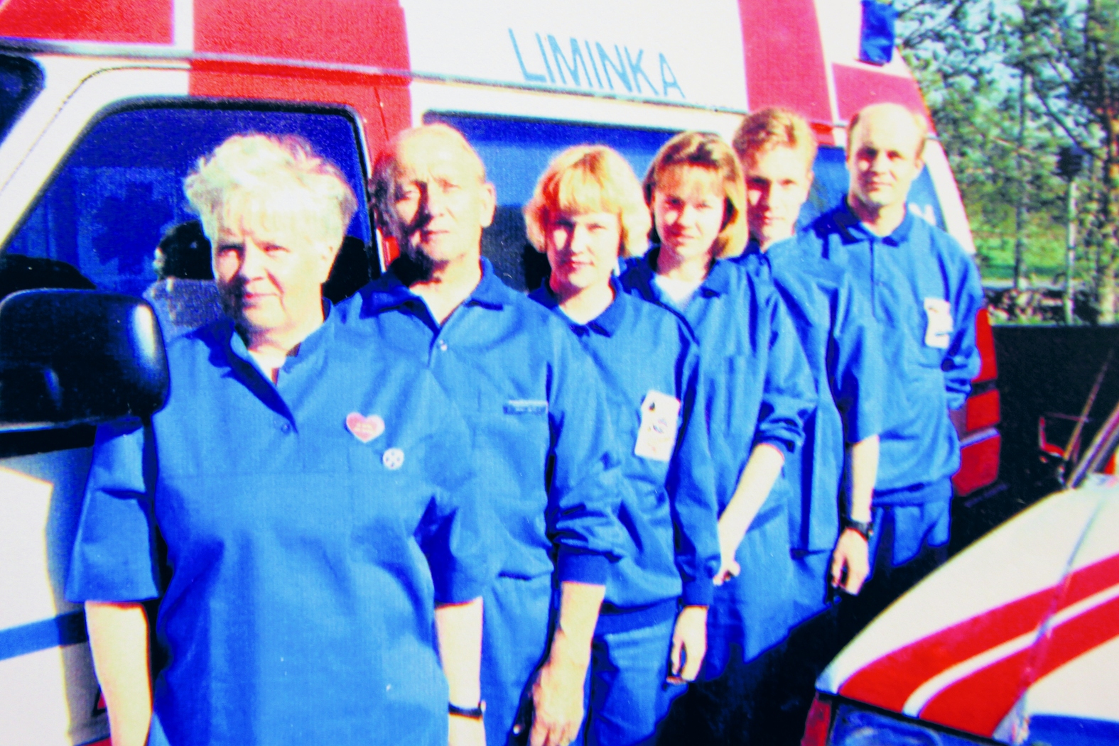 Henkilökuntaa 80-luvulla. Vasemmalta Airi ja Heikki Anttila, Sari Anttila, Riitta Kristiansson, Kimmo Virkkala ja Hannu Anttila.