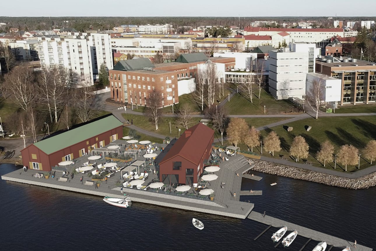 Vanhan, kevyesti korjattavan makasiinin ja uudisrakennuksen väliin jää tilaa kesäterassille. Rantareitti pysyy vapaana ja kaikkien kävelijöiden tai pyöräilijöiden käytössä.