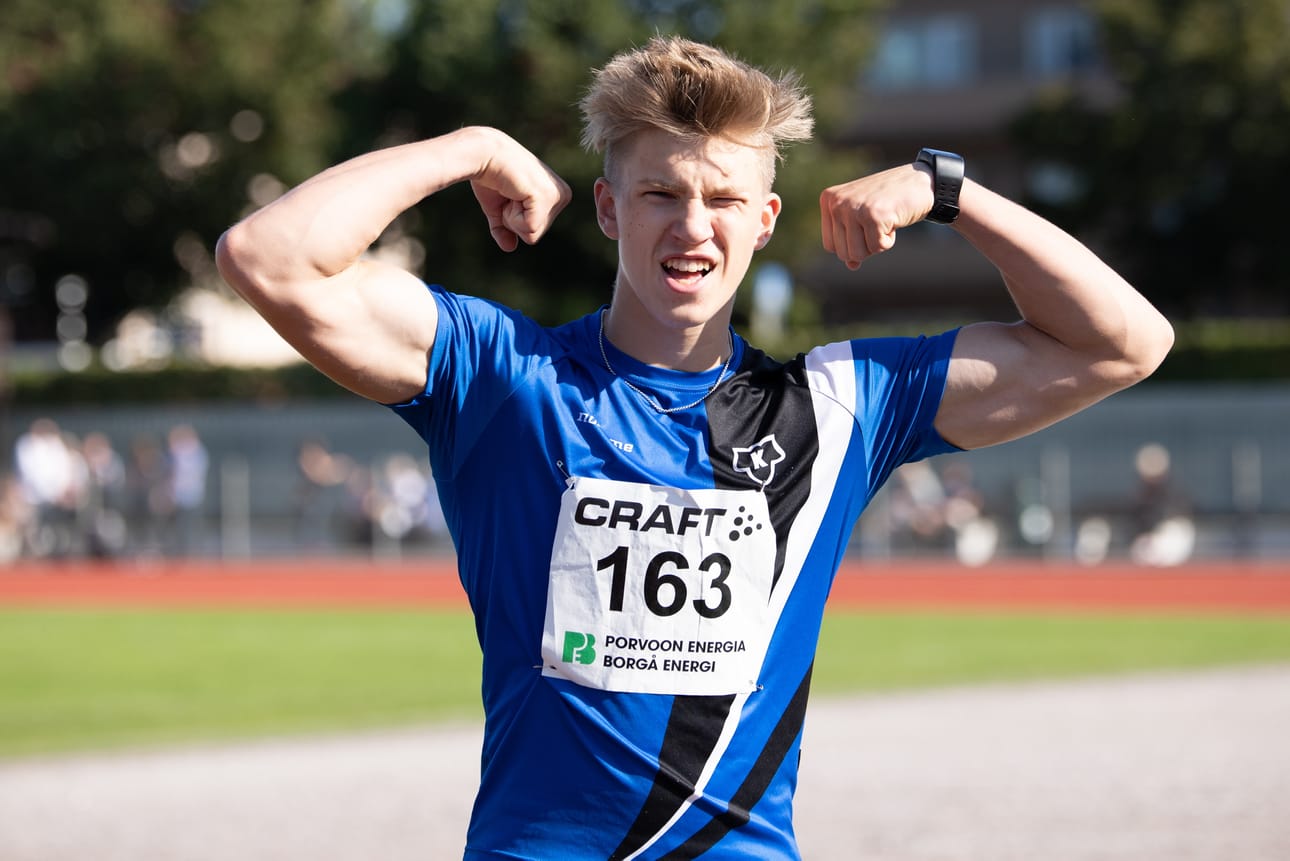 Rami Kankaanpää heitti SM-kultaa Porissa.