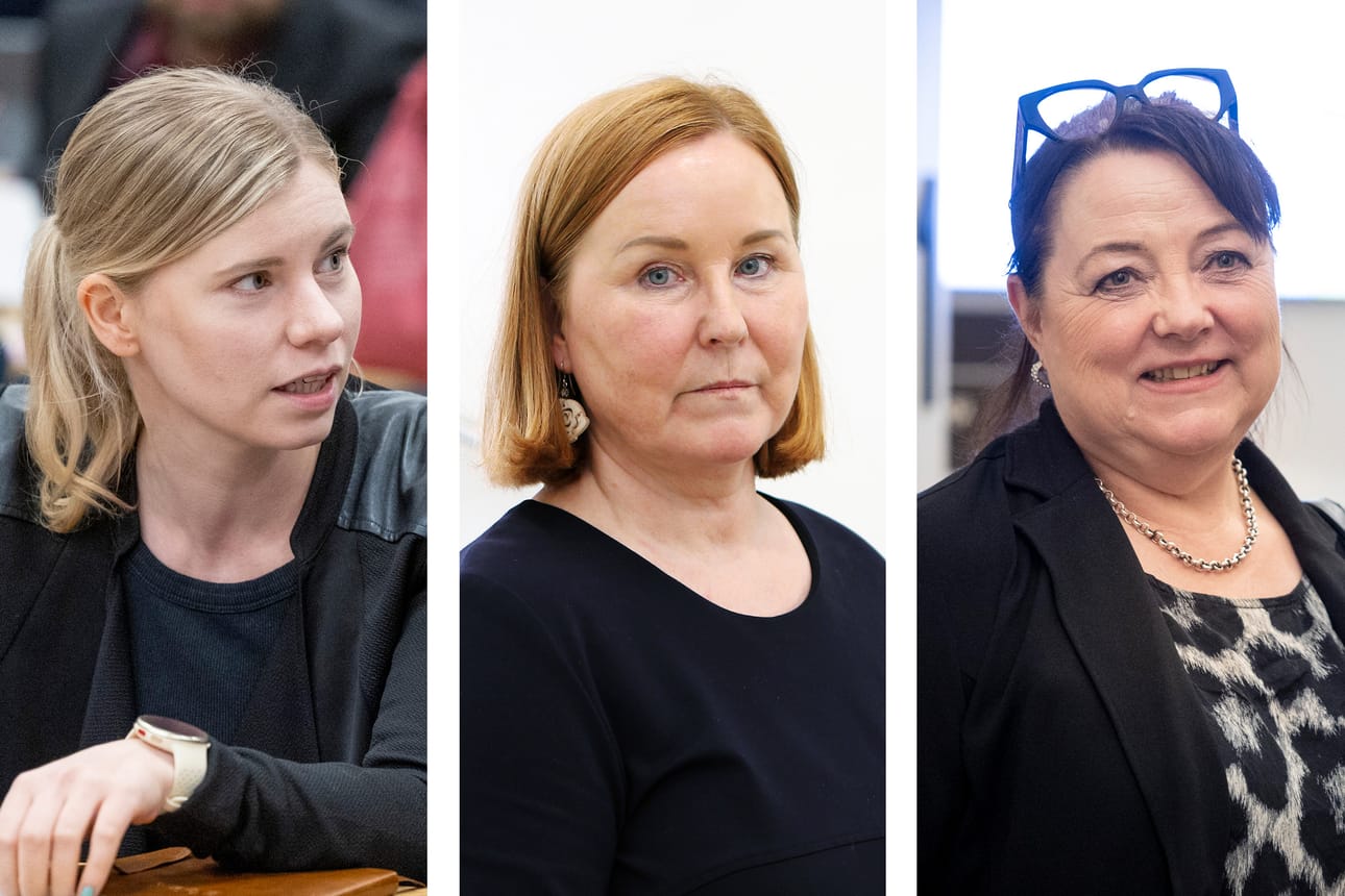 Oululaiskansanedustajat Jenna Simula (vasemmalla) ja Merja Rasinkangas (oikealla) kommentoivat Kaisa Juuson eroilmoitusta.