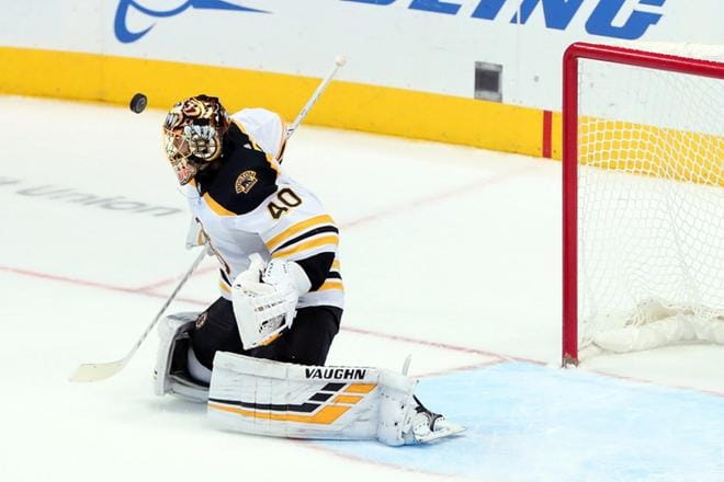 Tuukka Rask torjui 20 kertaa ja saalisti syöttöpisteen. Kuva: LEHTIKUVA / TOM PENNINGTON