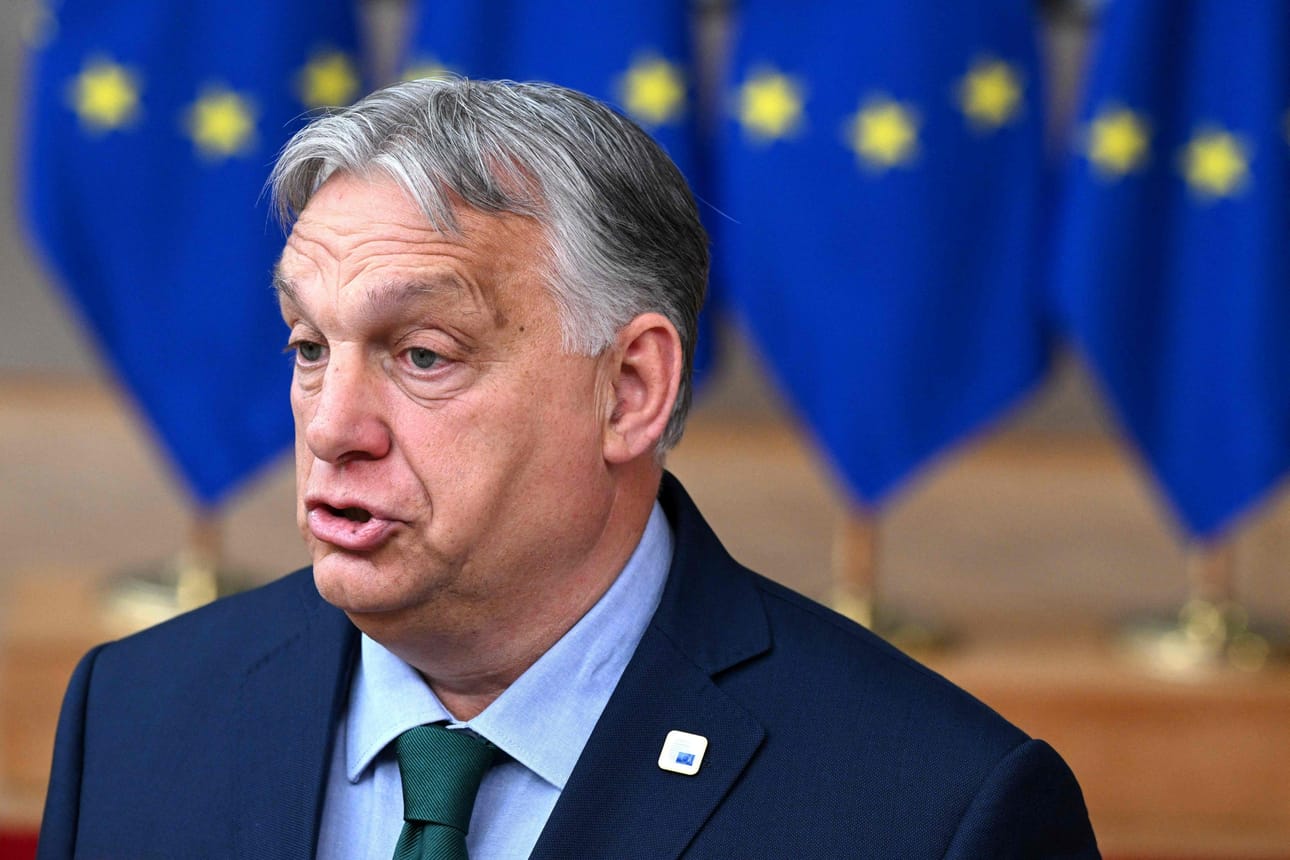 Unkarin pääministeri Viktor Orban puhui lehdistötilaisuudessa viime viikolla. LEHTIKUVA/AFP