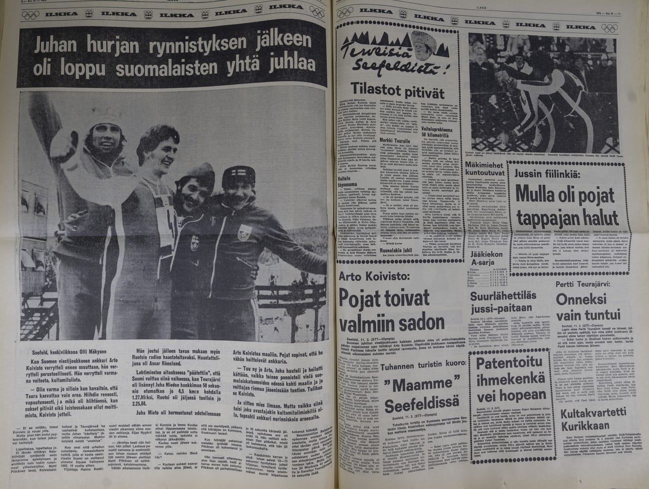 Suomen viimeisestä olympiavoitosta miesten klassisessa 4 x 10 kilometrin viestimuodossa tuli keskiviikkona 11. helmikuuta kuluneeksi tasan 50 vuotta. Näin revitteli Ilkka-lehti seuraavana päivänä, 12. helmikuuta 1976.
