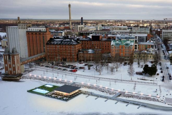 Pari vuotta sitten esitellyssä Bluetin hankkeessa on ravintola, sauna ja kaksi uima-allasta. Lopullinen saattaa poiketa tästä. KUVA: BLUET