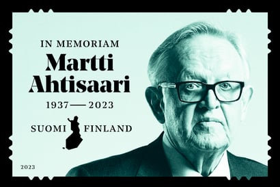 Presidentti Martti Ahtisaaren muistoksi julkaistaan postimerkki joulukuussa