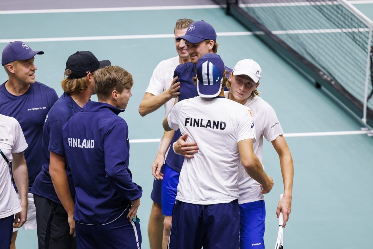 Suomi selvitti viime viikolla Kroatian Splitissä pelatussa turnauksessa tiensä Davis Cupin kahdeksan parhaan pudotuspeleihin. LEHTIKUVA / MIROSLAV LELAS