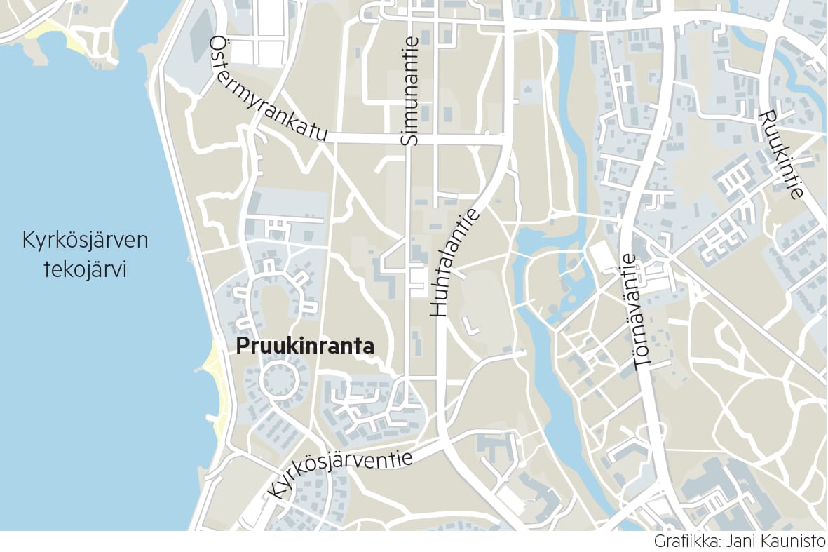 Pruukinranta sijaitsee Seinäjoella Kyrkösjärven tuntumassa. Grafiikka: