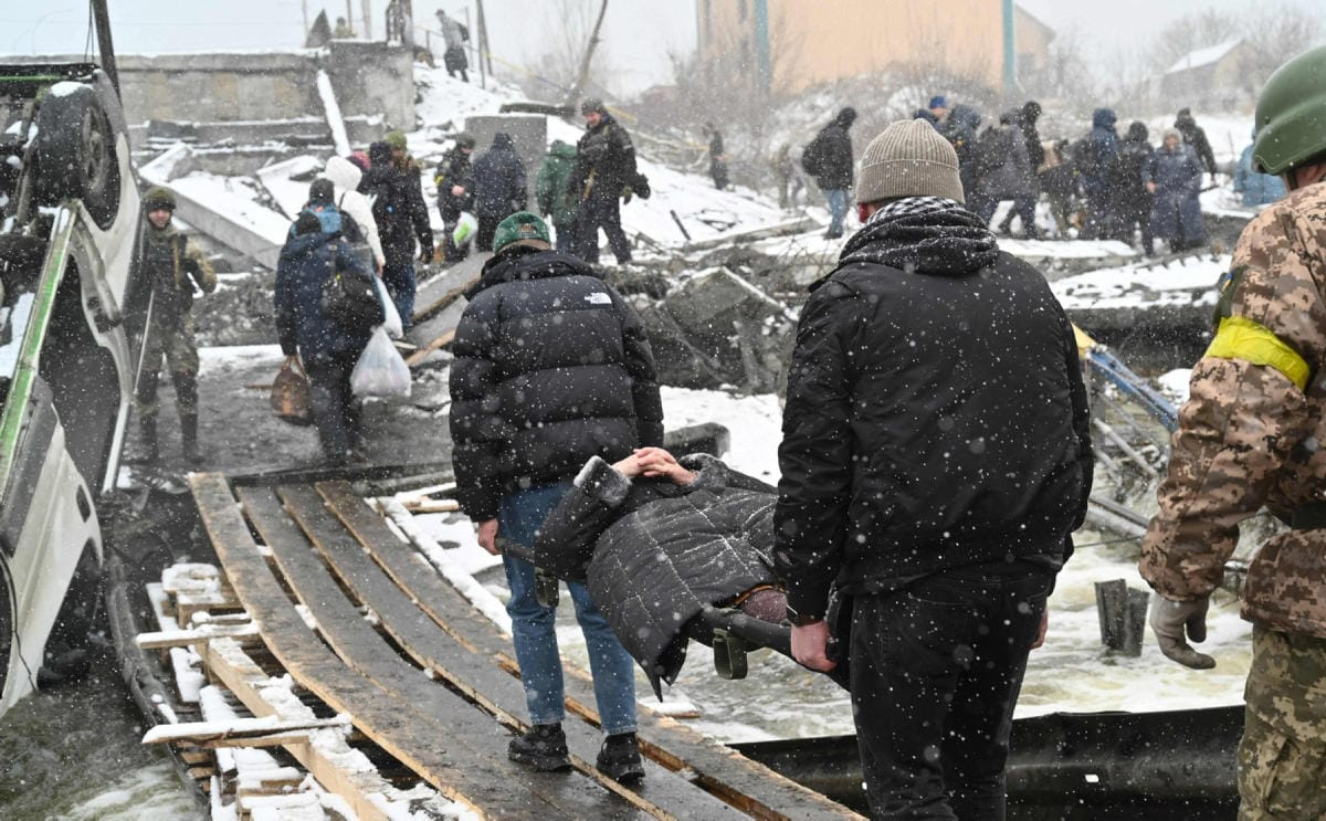 Irpin on yksi Ukrainan kaupungeista, joissa evakuointien on määrä jatkua tänään. LEHTIKUVA/AFP