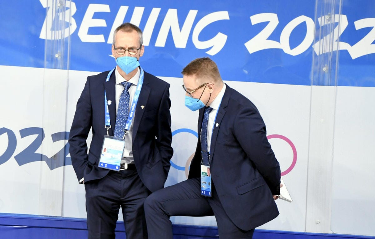 Pasi Mustonen ja Juuso Toivola kuvattuna Pekingissä torstaina. Lehtikuva / Jussi Nukari