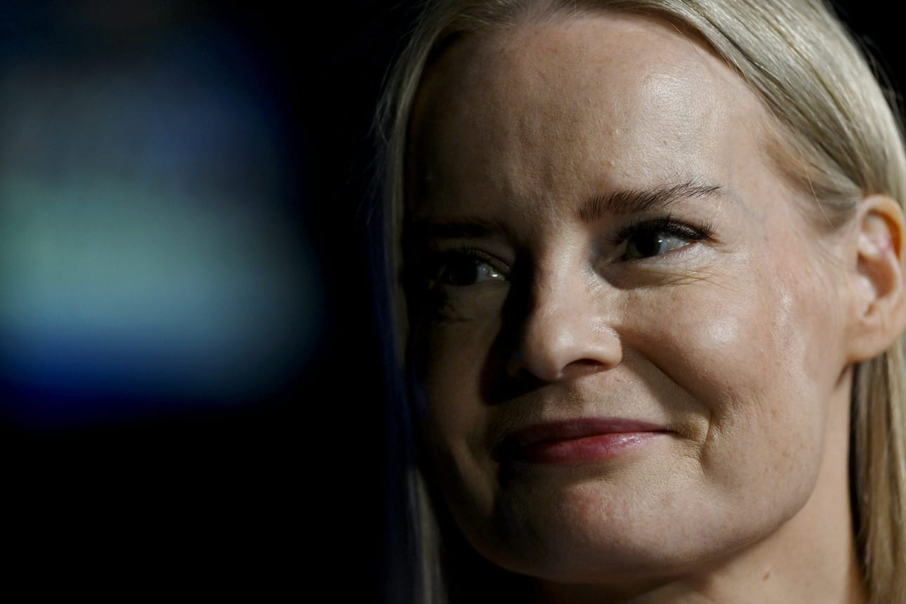 Riikka Purra valittiin lauantaina selvin luvuin jatkokaudelle perussuomalaisten puheenjohtajana. LEHTIKUVA / Vesa Moilanen