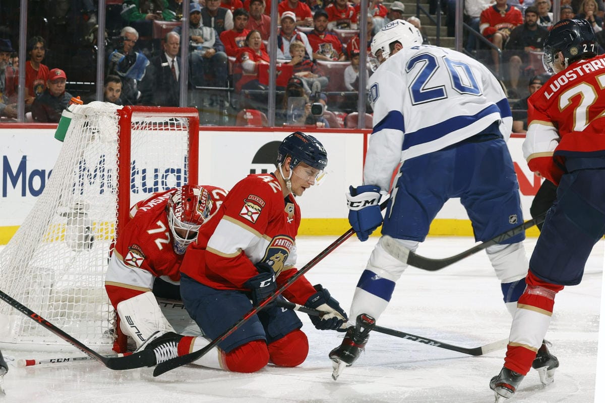 Tampa vei kahden floridalaisjoukkueen kohtaamisen vieraissa 4–1 kolmen ylivoimamaalin turvin. LEHTIKUVA / AFP