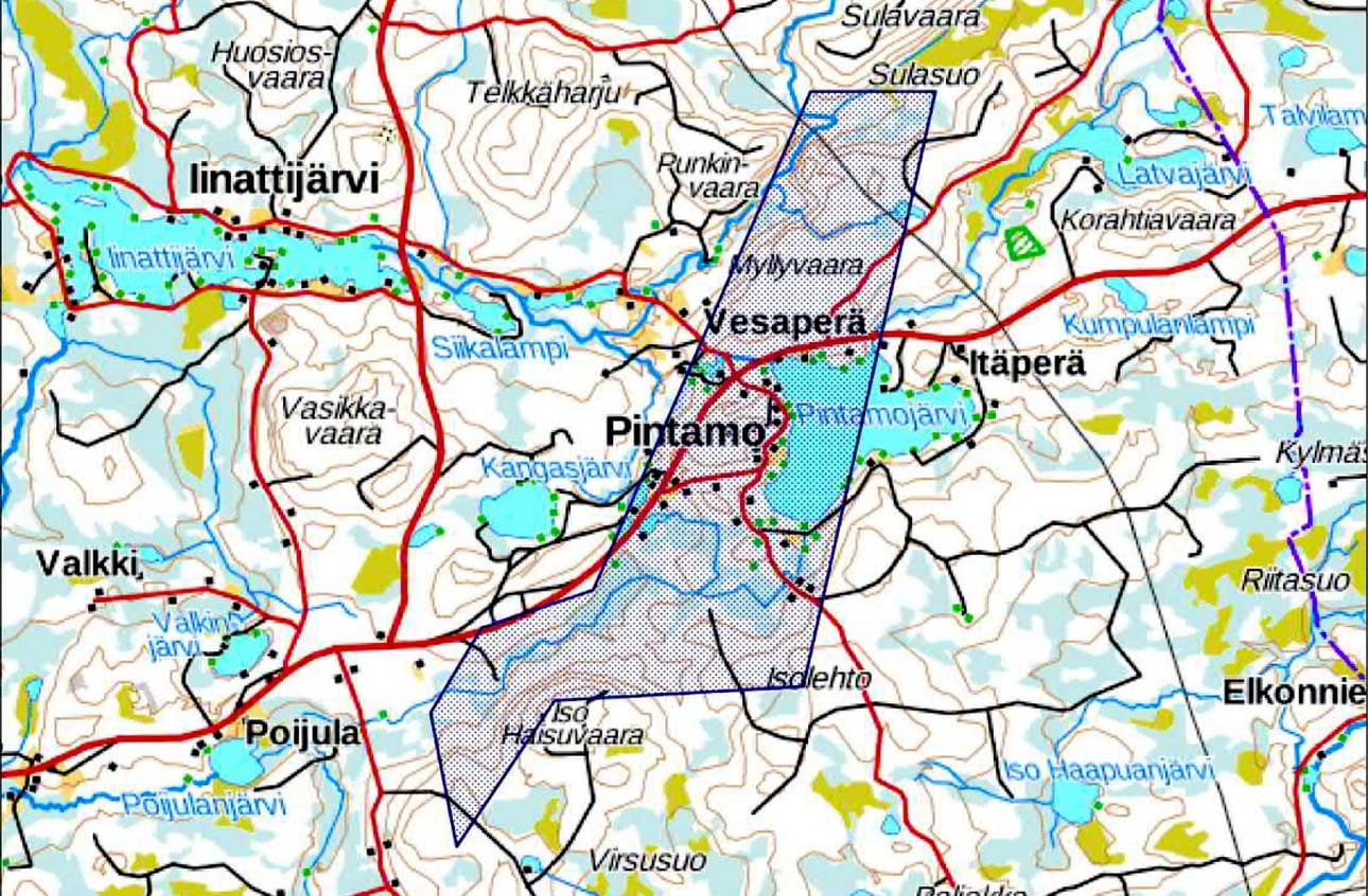 GTK:n Pintamon 26,50 neliökilometrin varausalueelta etsitään kuparia ja nikkeliä sekä platinametalleja: ruteniumia, rodiumia, palladiumia, osmiumia ja, iridiumia.