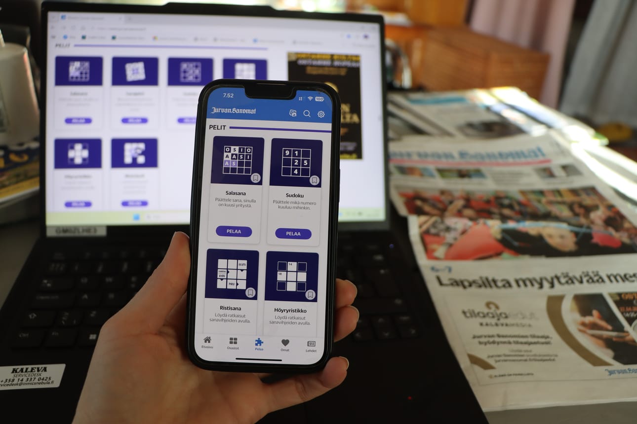 Jurvan Sanomien sovelluksessa ja verkossa on pelattavana kaikkiaan seitsemän erilaista digitaalista peliä.