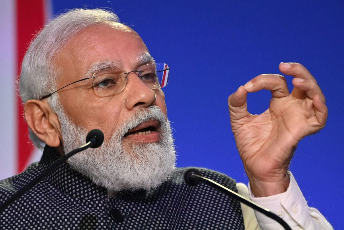 Pääministeri Narenda Modi taipui viime kuussa kumoamaan maanviljelijöiden vastustaman lakiuudistuksen. LEHTIKUVA/AFP