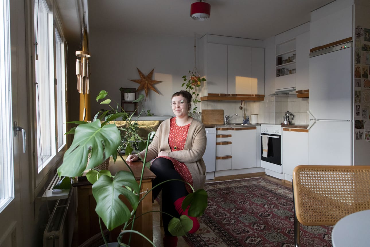Emmi Pekkarisen 36-neliöinen yksiö on mukavan avara.