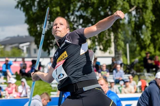 Uransa lopettanut Tero Pitkämäki oli mukana Seinäjoella järjestetyissä Kalevan kisoissa kesällä 2017. Arkistokuva.