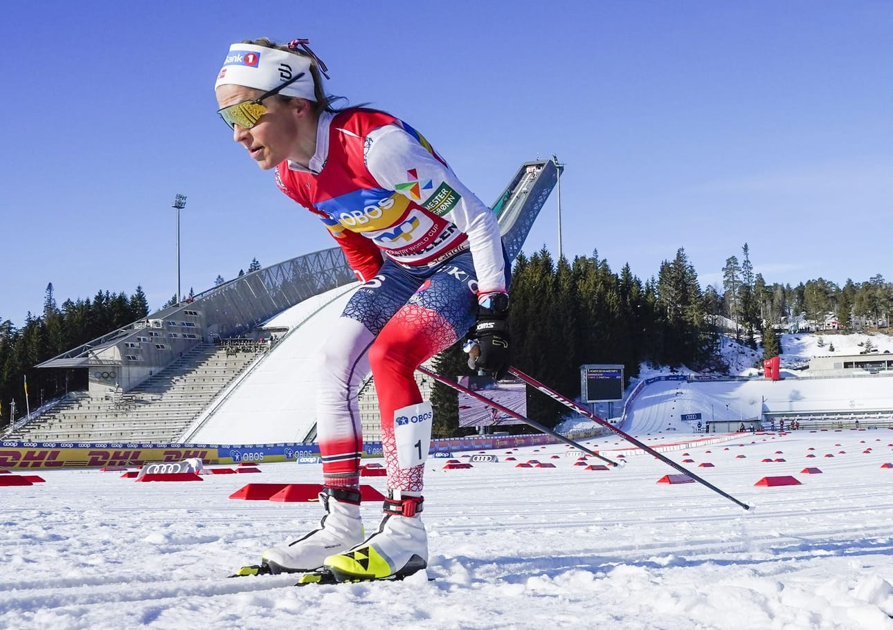 Therese Johaug juhli kolmea olympiavoittoa Pekingin 2022 talvikisoissa ja vetäytyi kisoista maaliskuun lopulla. LEHTIKUVA/AFP
