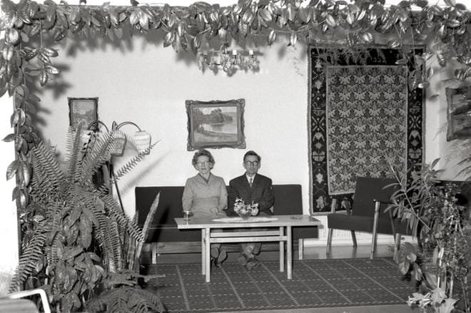 Yksi arkistonauhoille haastateltu jurvalainen oli Närvijoella verstasta pitänyt Lauri Mäntylä. Kuvassa myös hänen vaimonsa Sylvi Mäntylä. KUVA: KALERVO PUSKALA