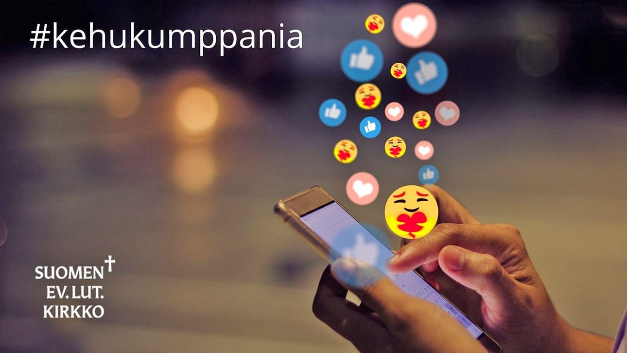 Evankelis-luterilaisen kirkon somekampanjassa innostetaan kehumaan ja kiittämään kumppania tai ystävää #kehukumppania -tunnuksen avulla.