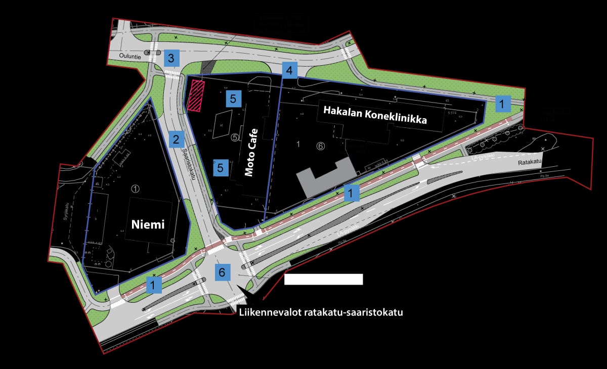Ratakadun keskimäärinen vuorokausiliikenne viime vuonna oli noin 6800-9200 ajoa vuorokaudessa. Liikennevalot tulevat siten hyvin perustelluksi.
