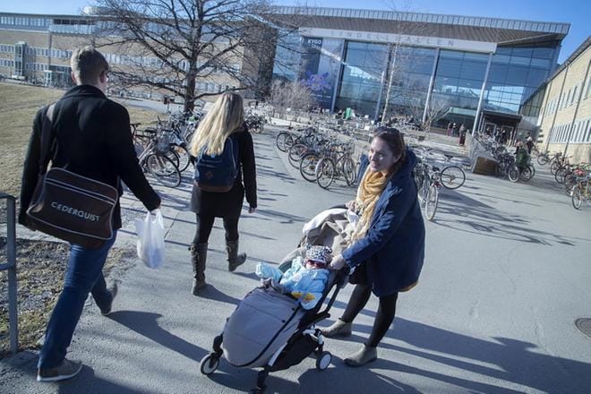 Merja Torvinen muutti äskettäin Veera-tyttärensä kanssa Uumajaan, jossa hän työskentelee suomen kielen yliopisto-opettajana. Rovaniemen maalaiskunnasta lähtöisin oleva Torvinen asui ennen muuttoa seitsemän vuotta Ranskassa. KUVA: Mauri Ratilainen / Com.pic