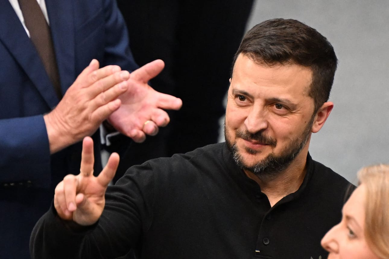 Myös Ukrainan presidentti Volodymyr Zelenskyi osallistuu Italiassa järjestettävään G7-huippukokoukseen. LEHTIKUVA/AFP