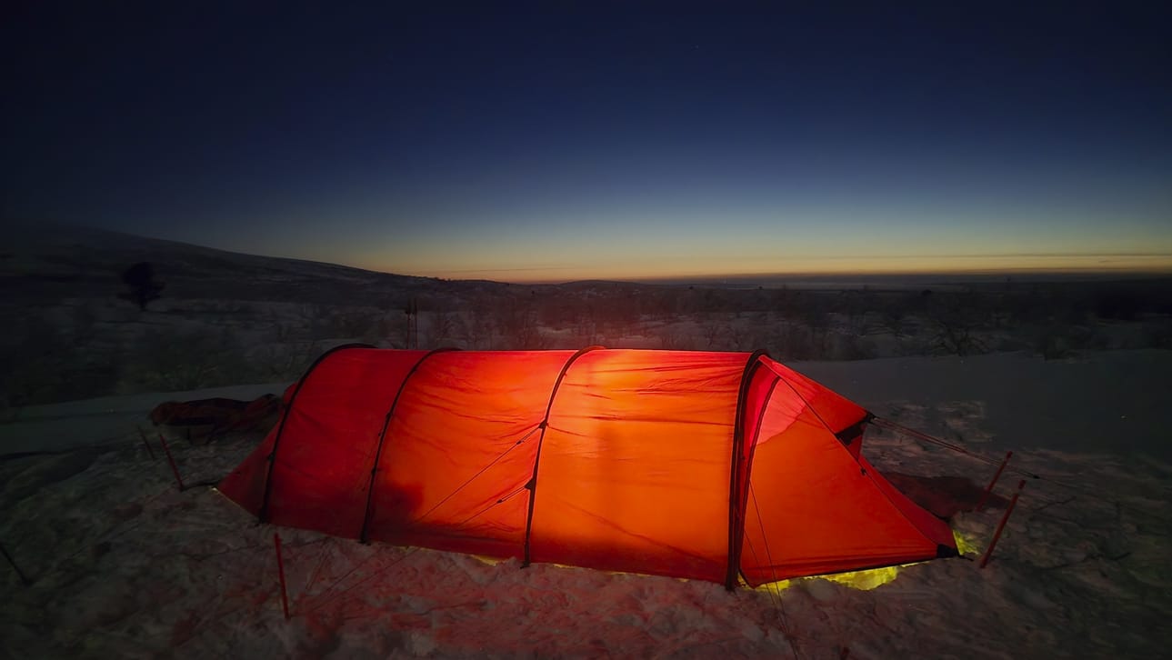 Uuden vuoden vastaanotto erämaan rauhassa.