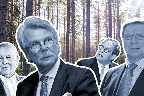 Talouselämän vaikuttajat Antti Aarnio-Wihuri, Björn Wahlroos, Jorma Ollila ja Jukka Härmälä ovat ottaneet tehtäväkseen suojella kana- ja vesilintukantoja joutumasta supikoirien ja minkkien suihin. KUVA: Jukka-Petteri Eronen, kuvat: Arkisto, Mostphotos