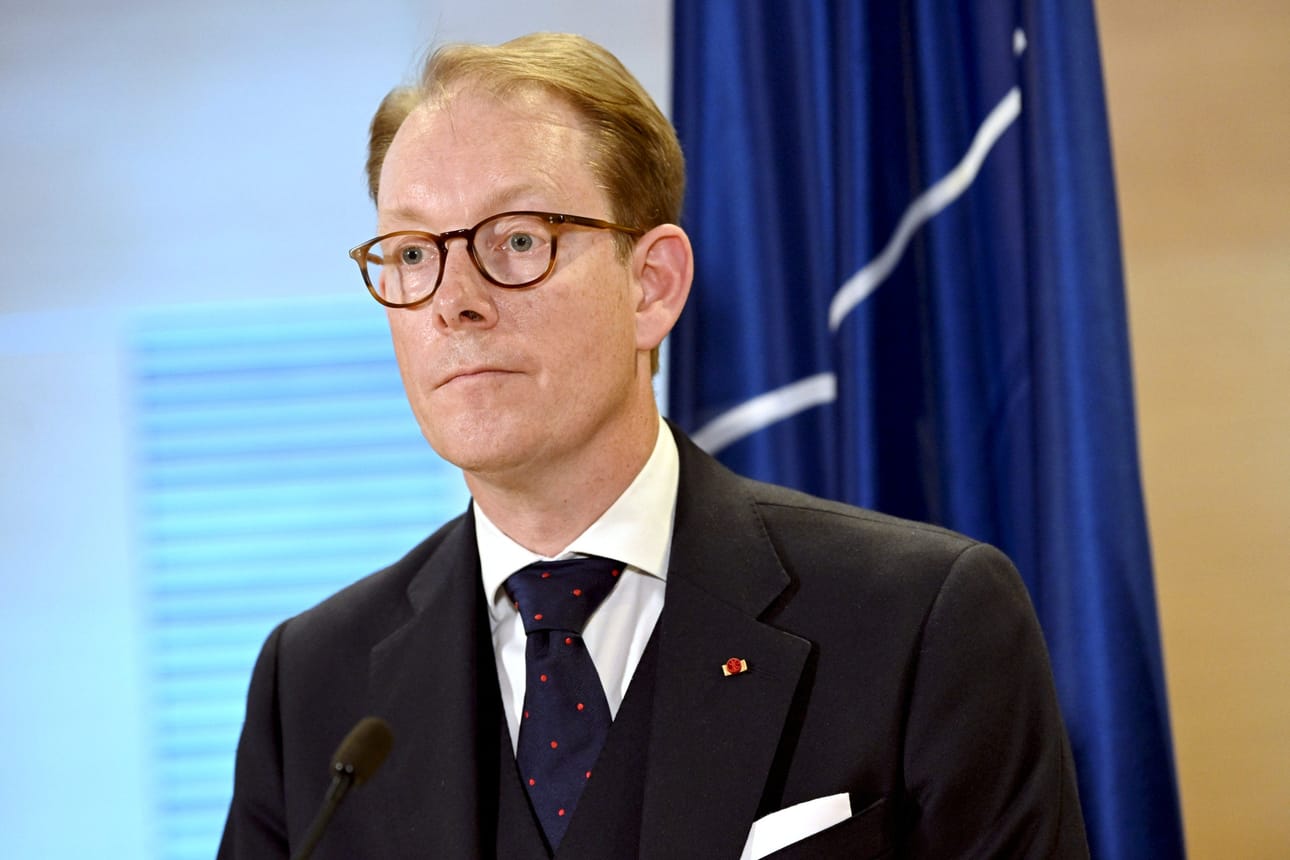 Ruotsin ulkoministeri Tobias Billström Helsingissä viime kuun lopulla. LEHTIKUVA / Mikko Stig
