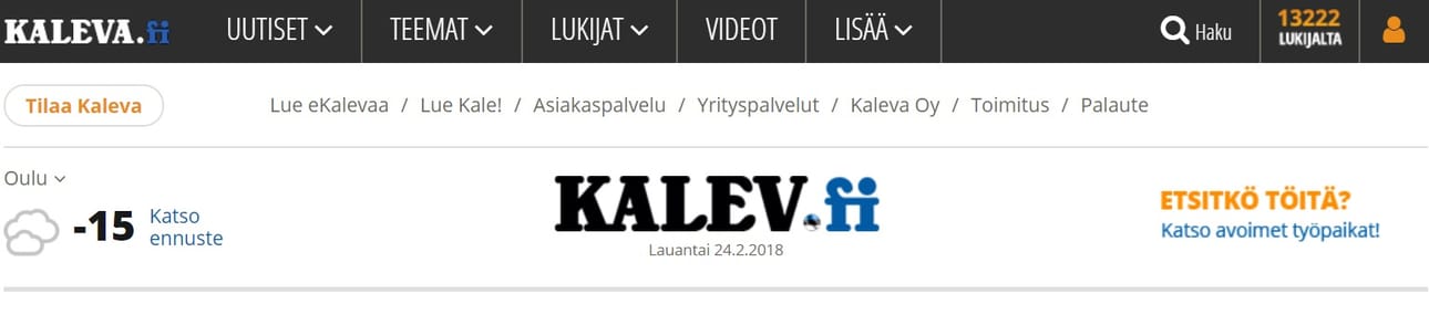 Verkkolehden etusivu.