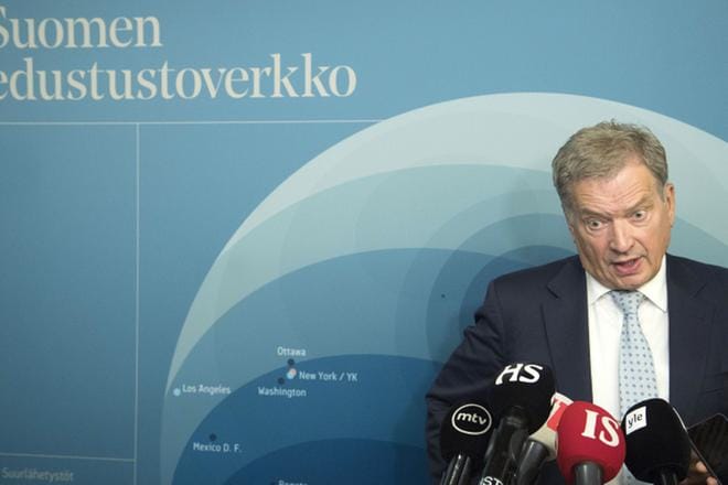 Presidentti Sauli Niinistö aikoo matkustaa Marokkoon YK-kokoukseen joulukuussa. Kuvassa Niinistö suurlähettiläspäivillä elokuussa Helsingissä. KUVA: Mauri Ratilainen / Arkisto