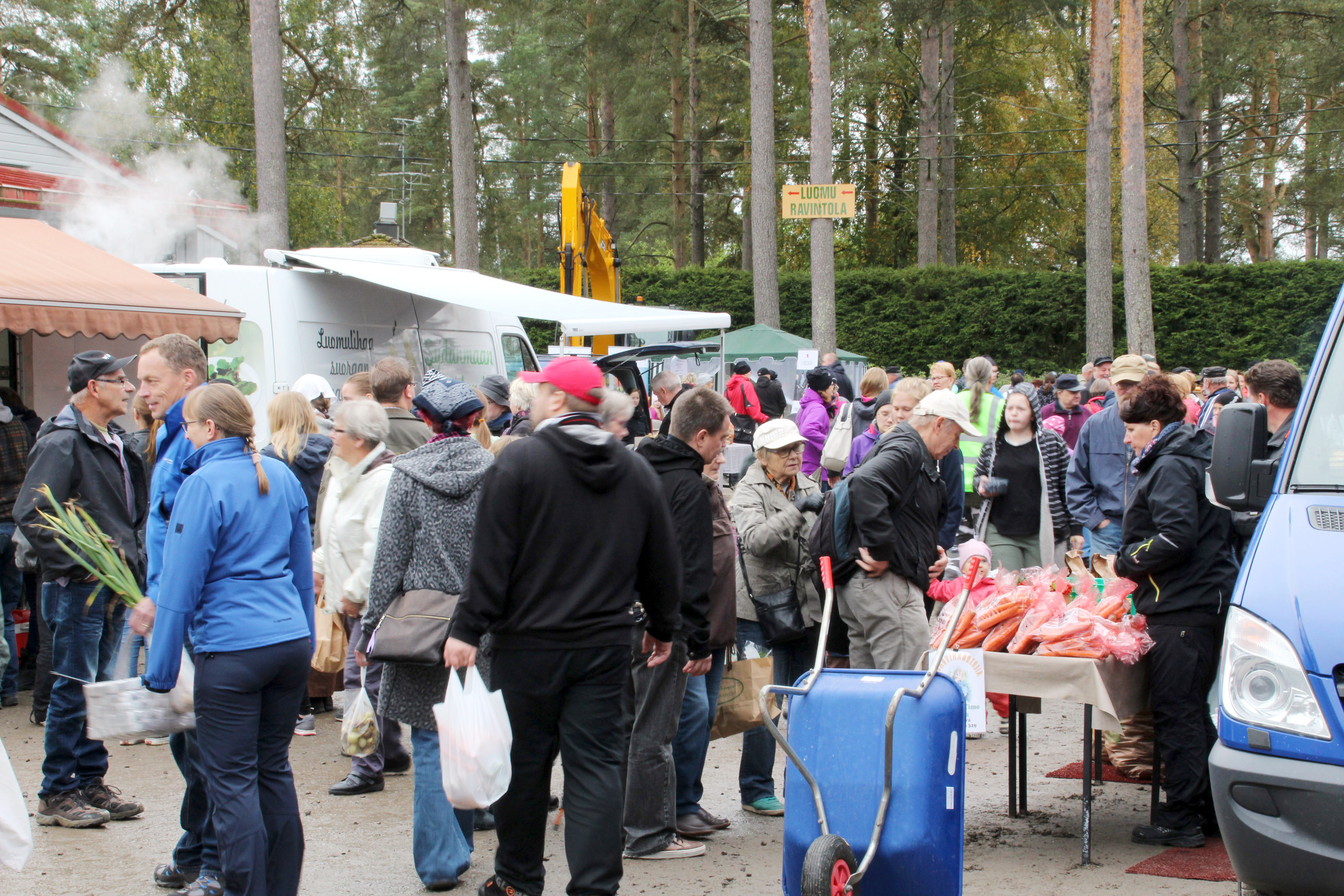 Pilvinen ja hieman sateinen sää ei säikäyttänyt ihmisiä, sillä väkeä Ruukin maaseutuopiston pihalla oli runsaasti.