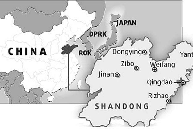 Rizhao on kolmen miljoonan asukkaan rannikkokaupunki Shandongin niemimaalla.