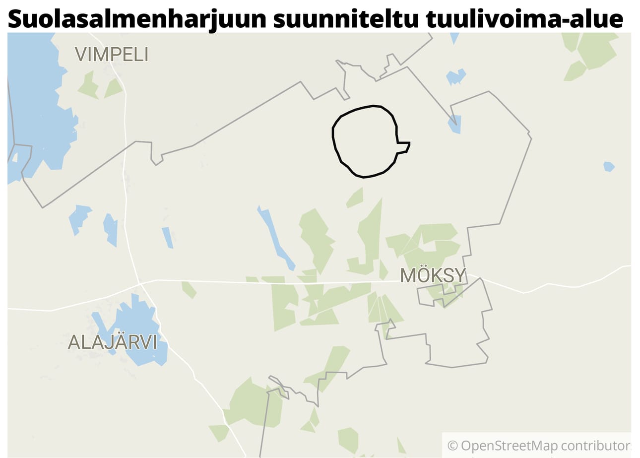 Suolasalmenharjun alueelle on suunnitteilla enintään yhdeksän tuulivoimalaa. Voimaloiden roottorin halkaisijat ovat enintään 180 metriä ja kokonaiskorkeus enintään 270 metriä.