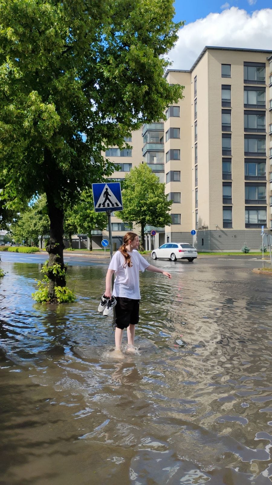 Ada Lintilä päätti ylittää suojatien esteestä huolimatta.