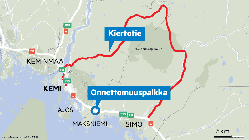 Kiertotie kulkee usean eri tien kautta.