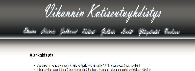 Kuvakaappaus Vihannin kotiseutuyhdistyksen sivulta, jonne raahe.fi-osoite jostain syystä vei.