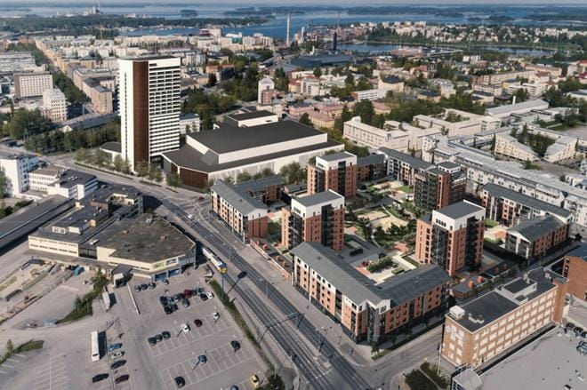 Vanhan linja-autoaseman tontilla on määrä näyttää tältä noin kolmen vuoden kuluttua. KUVA: YIT