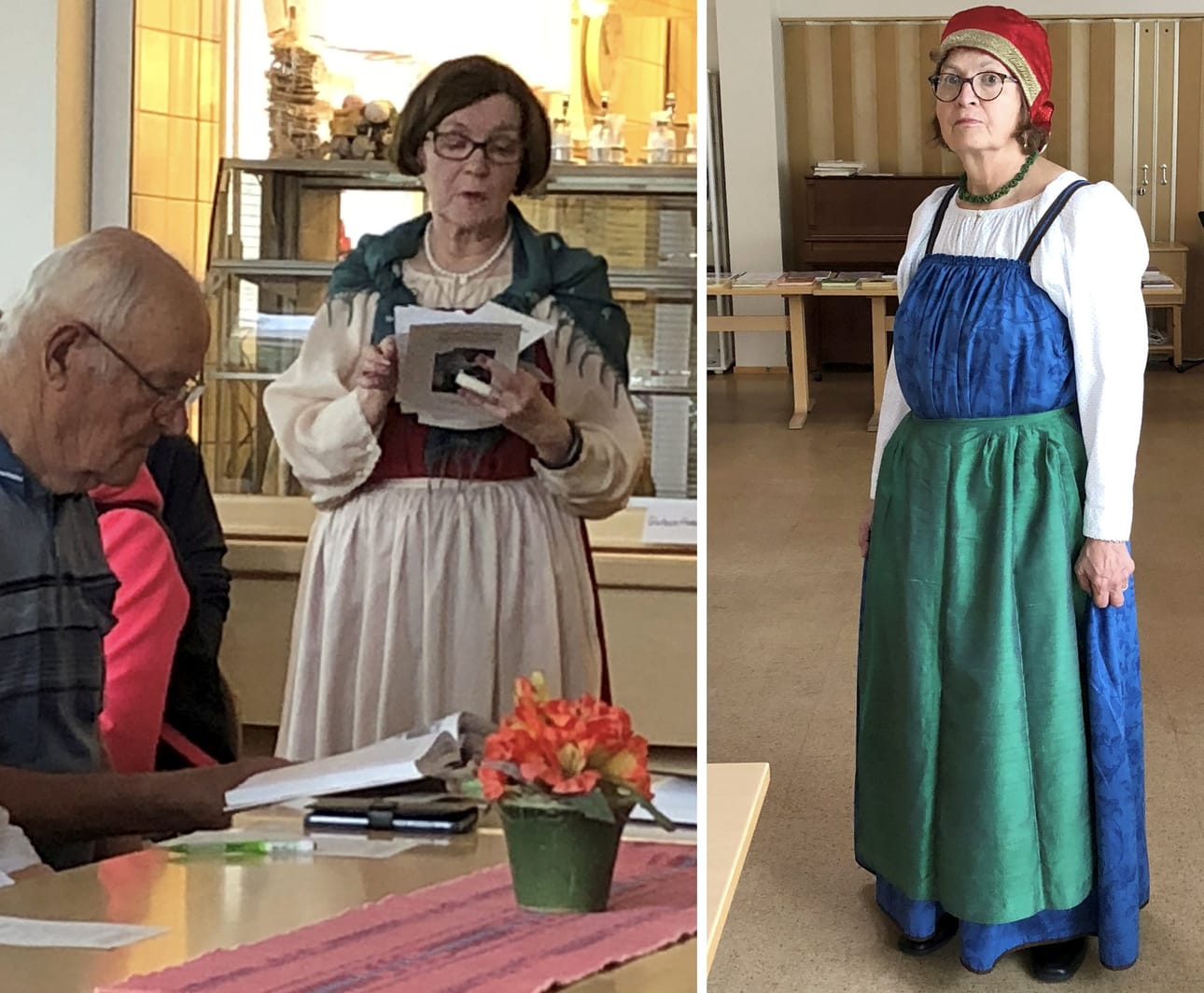 Pohjois-Viena-seuran puheenjohtaja Kerttu Nurmela toivotti vieraat tervetulleeksi ja kertoi karjalankielen asemasta ja elvytyshankkeesta.