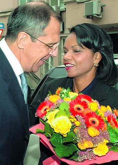 Yhdysvaltain ulkoministeri Condoleezza Rice vierali Moskovassa.