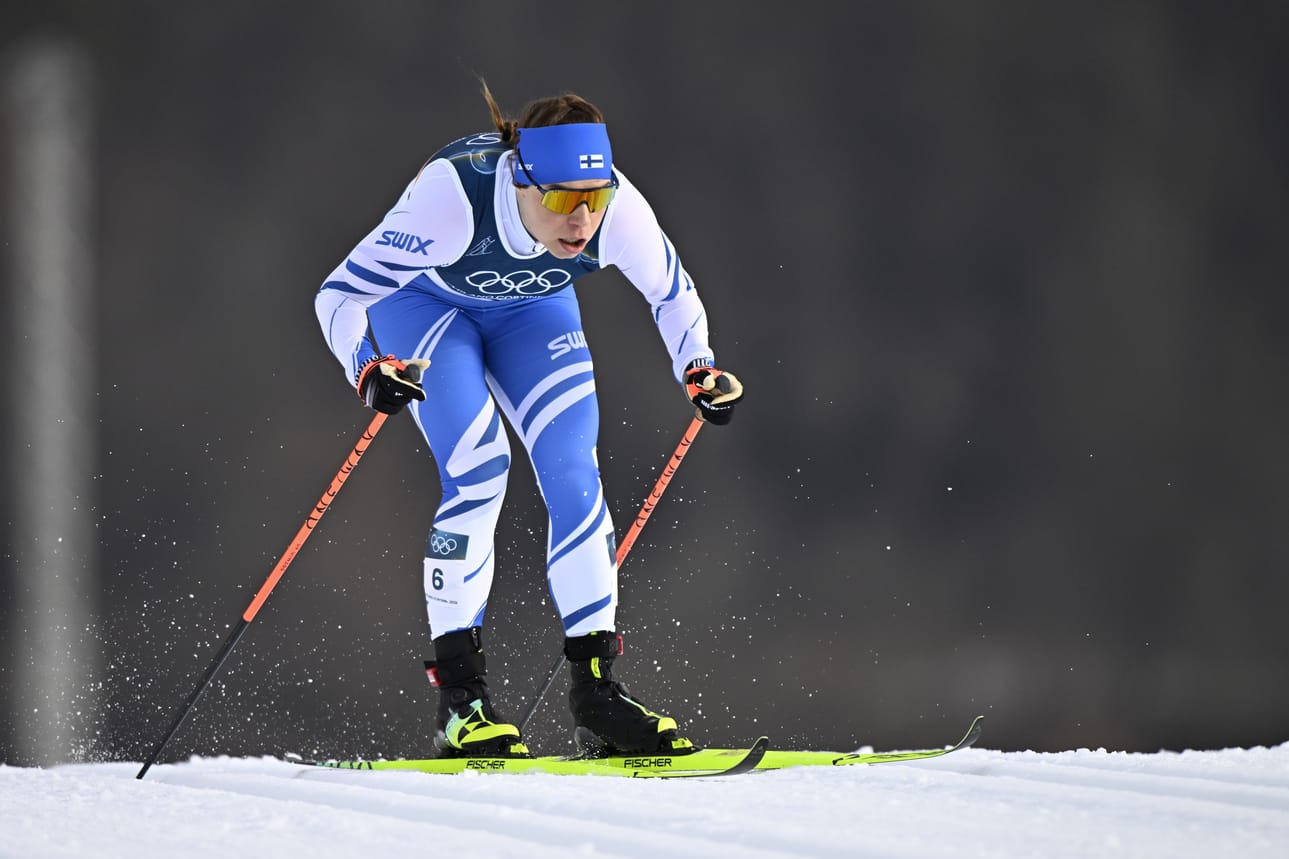 Jasmi Joensuu vauhdissa sprintin karsinnassa.