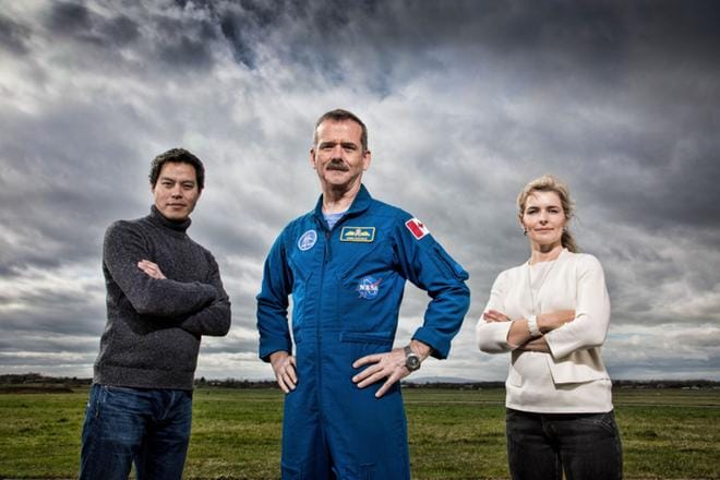 Tohtori Kevin Fong, astronautti Chris Hadfield ja psykologi Iya Whiteley päättävät, ketkä pääsevät jatkoon ja kuka joutuu lähtemään kotiin. KUVA: Yle Kuvapalvelu