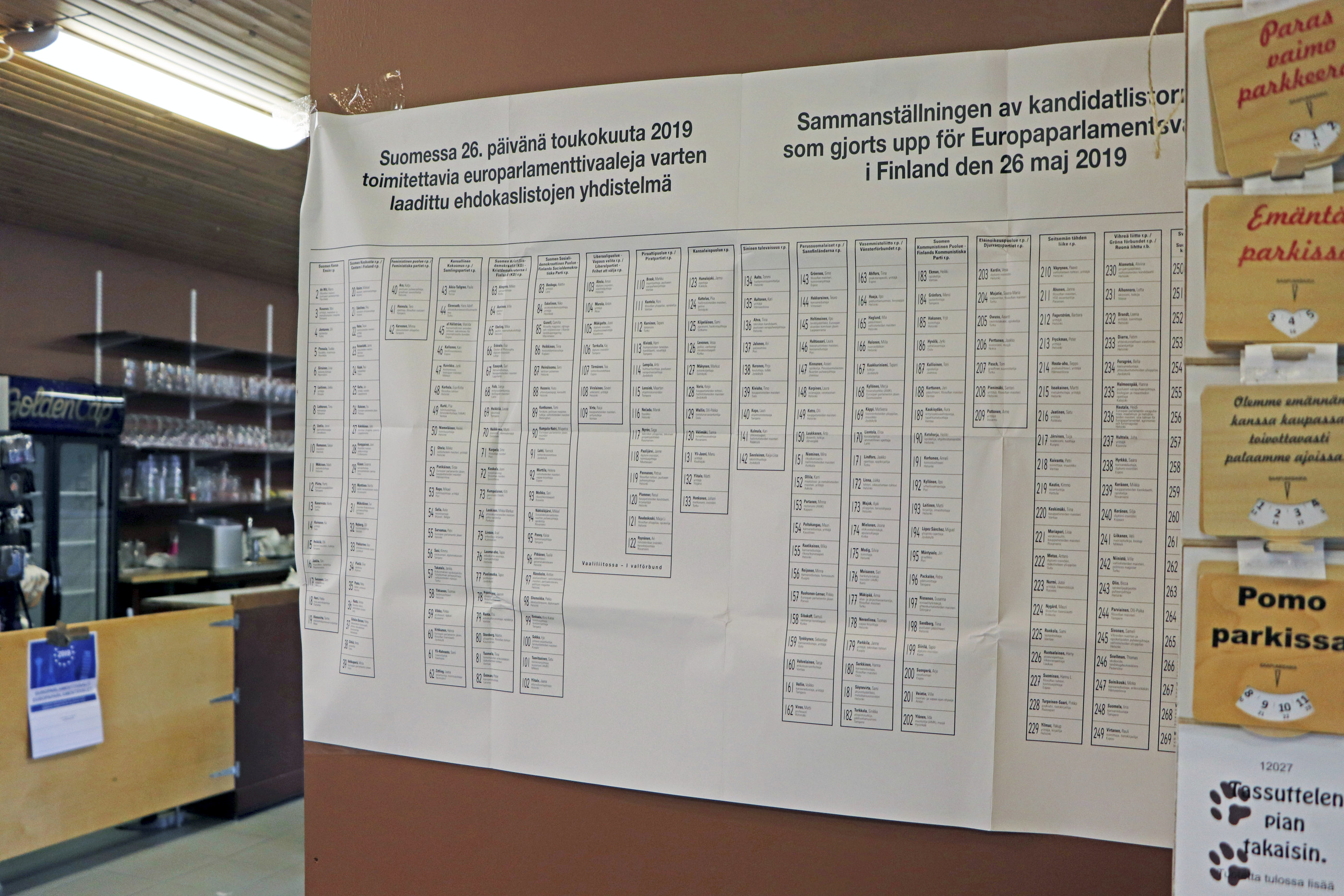 EU-vaaleissa äänestettiin sunnuntaina. Koko Suomessa oli samat ehdokkaat.