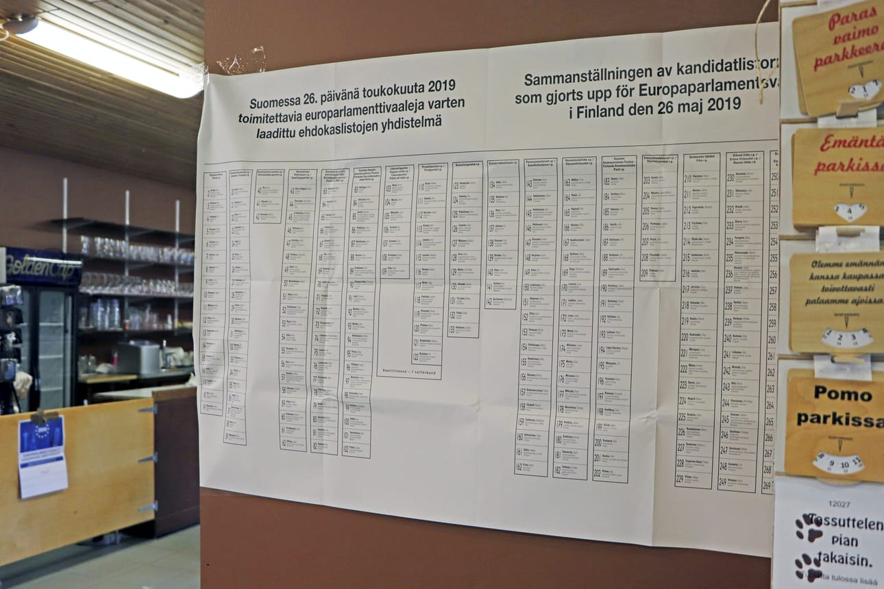 EU-vaaleissa äänestettiin sunnuntaina. Koko Suomessa oli samat ehdokkaat.
